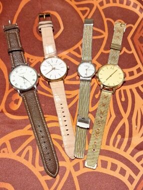 Lot of 4 Women's Fashion Watches - Brown, Blush, Gold, Silver